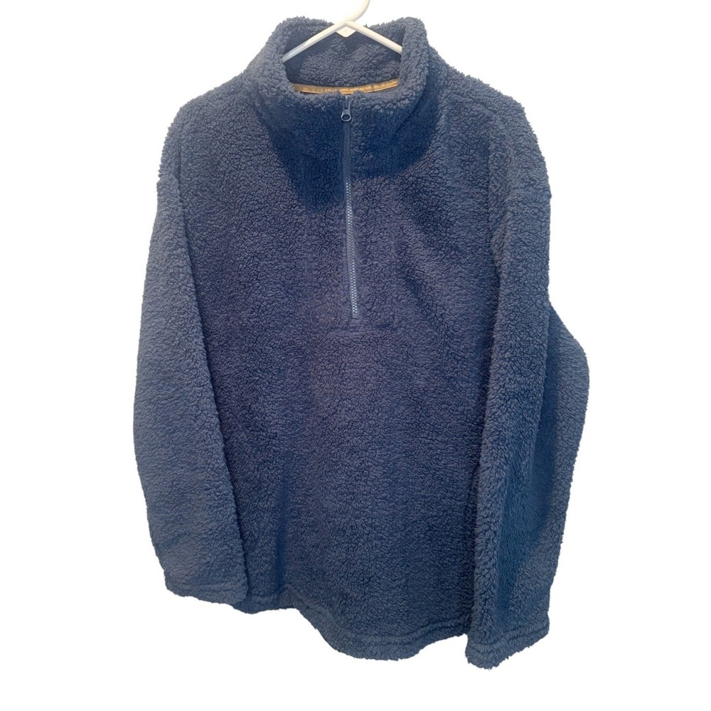 Koolaburra by UGG Womens Blue Pullover Sherpa Fleece Quarter Zip Large NEW